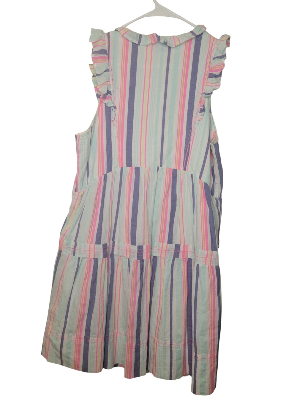 Vineyard Vines Women's Pastel Multi-Stripe Ruffle Sundress - Pink Blue Mint - Picture 3 of 7